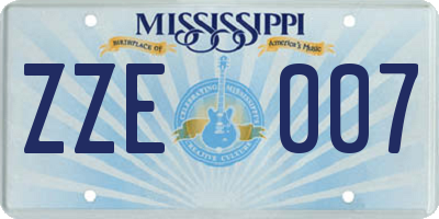 MS license plate ZZE007