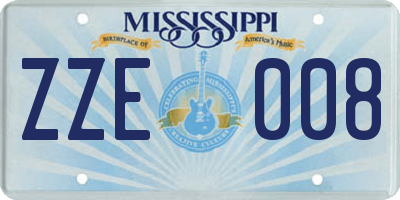 MS license plate ZZE008