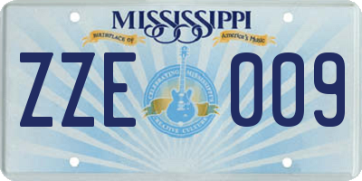 MS license plate ZZE009