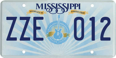 MS license plate ZZE012