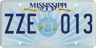 MS license plate ZZE013