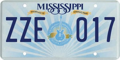 MS license plate ZZE017