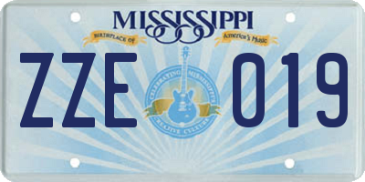 MS license plate ZZE019