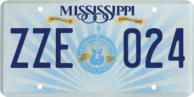 MS license plate ZZE024