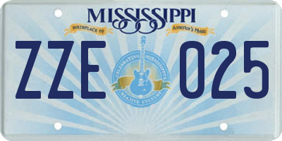 MS license plate ZZE025