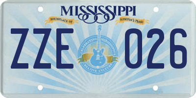 MS license plate ZZE026