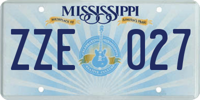 MS license plate ZZE027