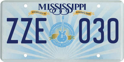 MS license plate ZZE030