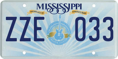 MS license plate ZZE033