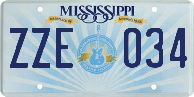 MS license plate ZZE034