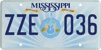 MS license plate ZZE036