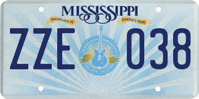 MS license plate ZZE038