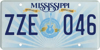 MS license plate ZZE046