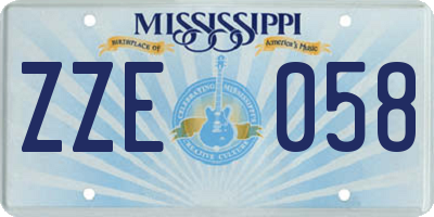 MS license plate ZZE058