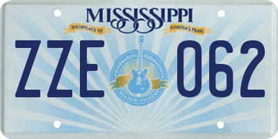 MS license plate ZZE062
