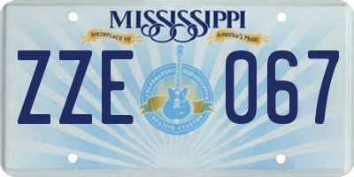 MS license plate ZZE067