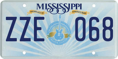 MS license plate ZZE068