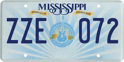 MS license plate ZZE072