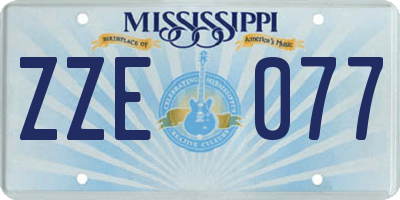 MS license plate ZZE077