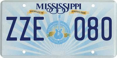 MS license plate ZZE080