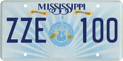 MS license plate ZZE100