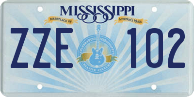 MS license plate ZZE102