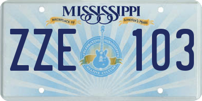 MS license plate ZZE103
