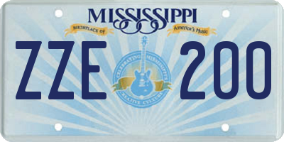 MS license plate ZZE200