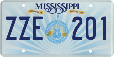 MS license plate ZZE201