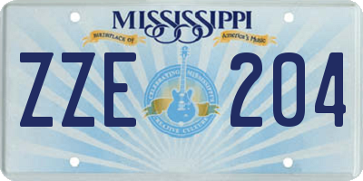 MS license plate ZZE204
