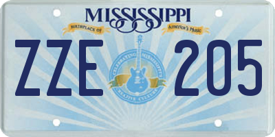 MS license plate ZZE205