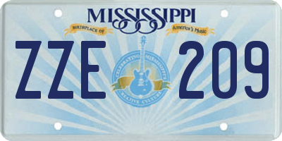 MS license plate ZZE209
