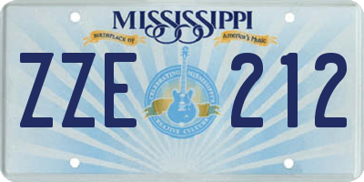 MS license plate ZZE212