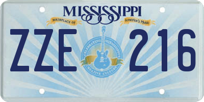 MS license plate ZZE216
