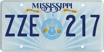 MS license plate ZZE217