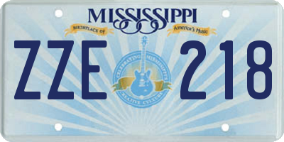 MS license plate ZZE218