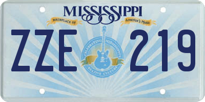 MS license plate ZZE219