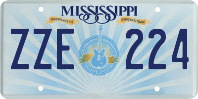 MS license plate ZZE224