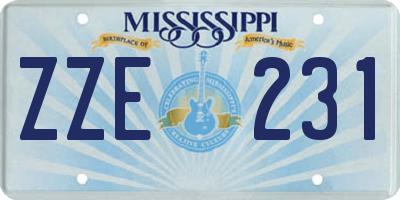 MS license plate ZZE231