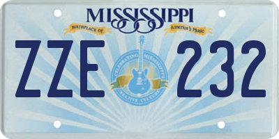 MS license plate ZZE232