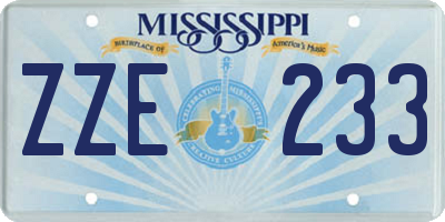 MS license plate ZZE233
