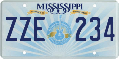 MS license plate ZZE234