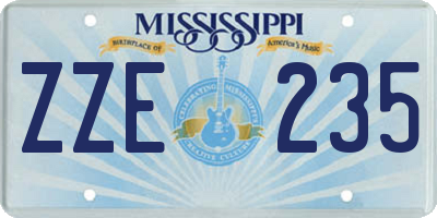 MS license plate ZZE235