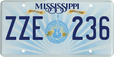 MS license plate ZZE236