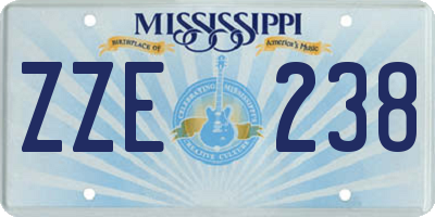 MS license plate ZZE238