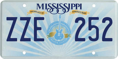 MS license plate ZZE252