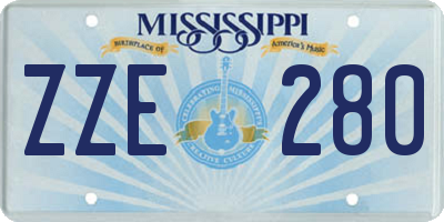 MS license plate ZZE280