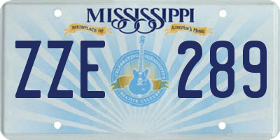 MS license plate ZZE289