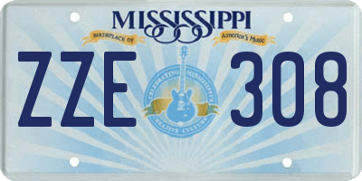 MS license plate ZZE308