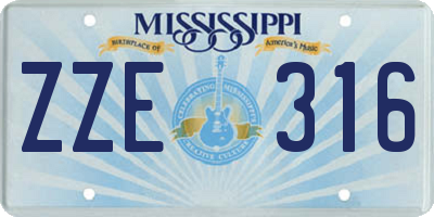 MS license plate ZZE316